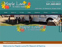 Tablet Screenshot of maplelanervparkandmarina.com